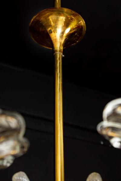 Ercole Barovier Art Deco Brass Mounted Murano Glass Chandelier by Ercole Barovier 1940