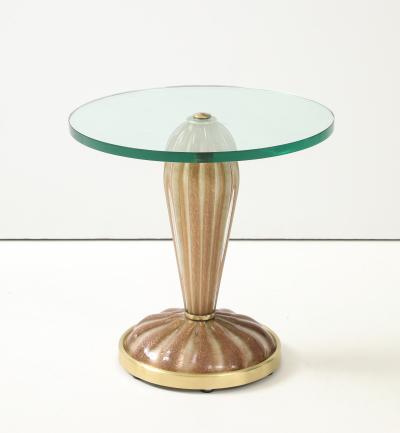 Ercole Barovier Barovier Fluted Murano Glass Side Tables Pair