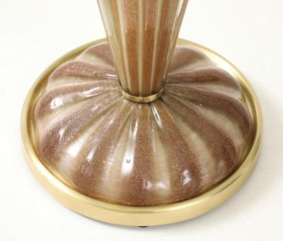 Ercole Barovier Barovier Fluted Murano Glass Side Tables Pair