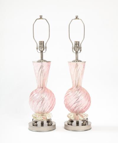 Ercole Barovier Barovier Pale Pink Murano Glass Lamps