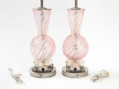 Ercole Barovier Barovier Pale Pink Murano Glass Lamps