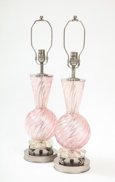 Ercole Barovier Barovier Pale Pink Murano Glass Lamps
