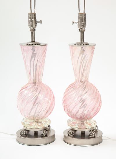 Ercole Barovier Barovier Pale Pink Murano Glass Lamps