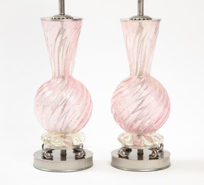 Ercole Barovier Barovier Pale Pink Murano Glass Lamps