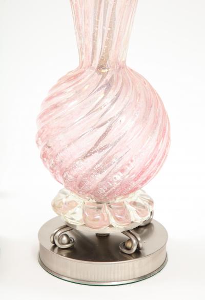 Ercole Barovier Barovier Pale Pink Murano Glass Lamps