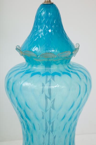 Ercole Barovier Barovier Sky Blue Murano Glass Lamps