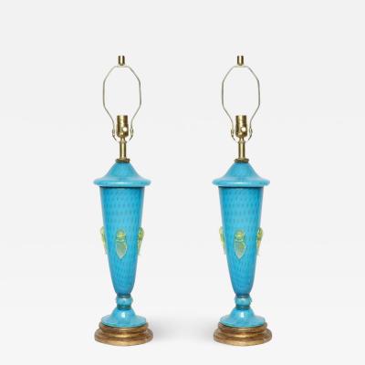 Ercole Barovier Barovier Tiffany Blue Murano Lamps