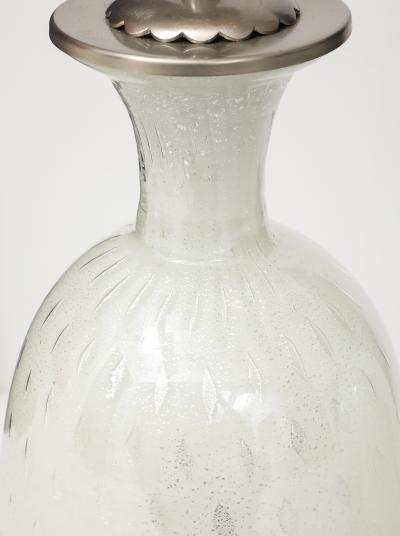 Ercole Barovier Barovier White Silver Inclusion Glass Lamps