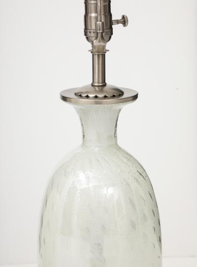 Ercole Barovier Barovier White Silver Inclusion Glass Lamps