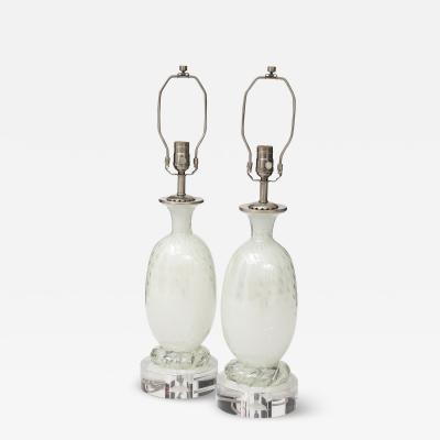 Ercole Barovier Barovier White Silver Inclusion Glass Lamps