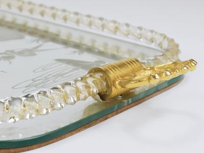 Ercole Barovier Ercole Barovier Swirl Murano Glass Mirror Serving Tray Venice 1940s