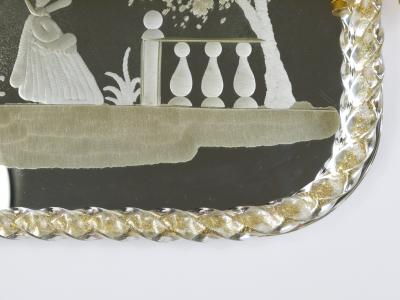 Ercole Barovier Ercole Barovier Swirl Murano Glass Mirror Serving Tray Venice 1940s
