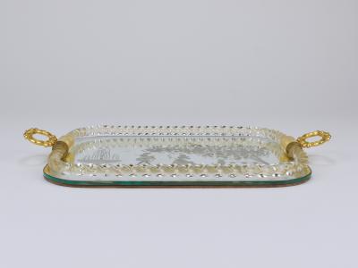 Ercole Barovier Ercole Barovier Swirl Murano Glass Mirror Serving Tray Venice 1940s