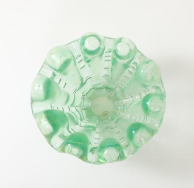 Ercole Barovier Green Iridescent A Grosse Costolature Clam Shell Glass Bowl by Ercole Barovier