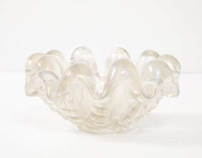 Ercole Barovier Iridescent A Grosse Costolature Clam Shell Glass Centerpiece by Ercole Barovier