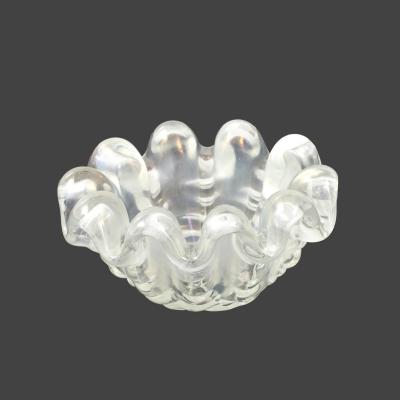 Ercole Barovier Iridescent Grosse Costolature Clam Shell Glass Bowl by Ercole Barovier