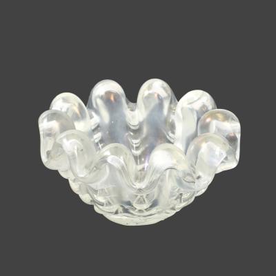 Ercole Barovier Iridescent Grosse Costolature Clam Shell Glass Bowl by Ercole Barovier