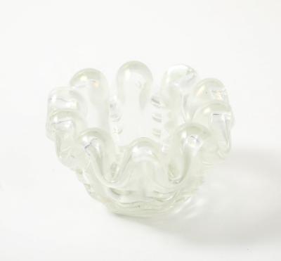 Ercole Barovier Iridescent Grosse Costolature Clam Shell Glass Bowl by Ercole Barovier