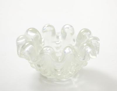 Ercole Barovier Iridescent Grosse Costolature Clam Shell Glass Bowl by Ercole Barovier