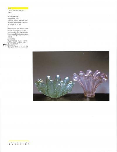 Ercole Barovier Iridescent Grosse Costolature Clam Shell Glass Bowl by Ercole Barovier