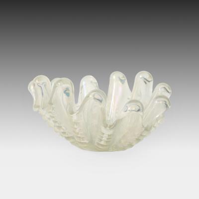 Ercole Barovier Large Iridescent Grosse Costolature Clam Shell Glass Bowl by Ercole Barovier