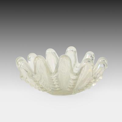 Ercole Barovier Large Iridescent Grosse Costolature Clam Shell Glass Bowl by Ercole Barovier