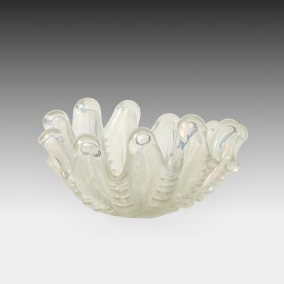 Ercole Barovier Large Iridescent Grosse Costolature Clam Shell Glass Bowl by Ercole Barovier