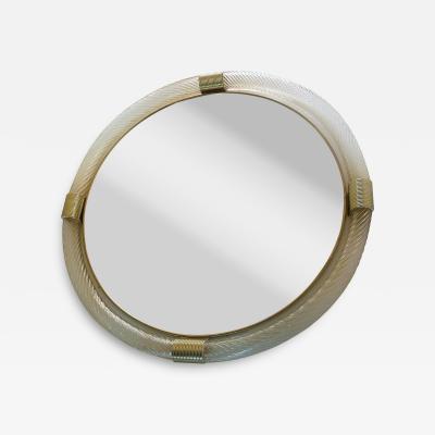 Ercole Barovier Luxury Round Torciglione Gold Murano Glass Wall Mirror in Barovier Style