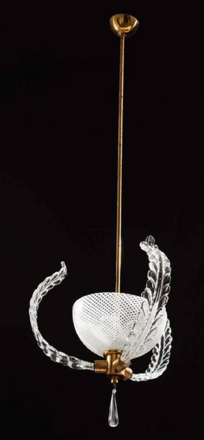 Ercole Barovier Murano Chandelier Reticello by Ercole Barovier 1950s