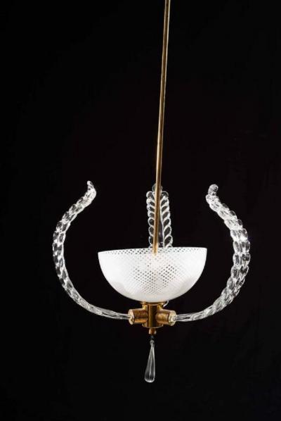 Ercole Barovier Murano Chandelier Reticello by Ercole Barovier 1950s