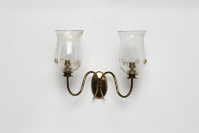 Ercole Barovier Murano glass wall sconces by Barovier glass brass Italy 1960s