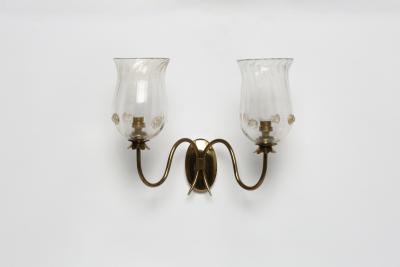 Ercole Barovier Murano glass wall sconces by Barovier glass brass Italy 1960s