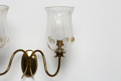 Ercole Barovier Murano glass wall sconces by Barovier glass brass Italy 1960s