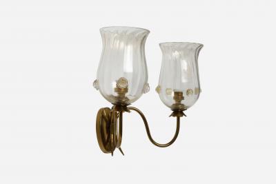 Ercole Barovier Murano glass wall sconces by Barovier glass brass Italy 1960s