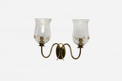 Ercole Barovier Murano glass wall sconces by Barovier glass brass Italy 1960s