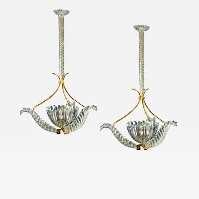 Ercole Barovier Pair of Liberty Pendants or Lanterns by Ercole Barovier 1940s