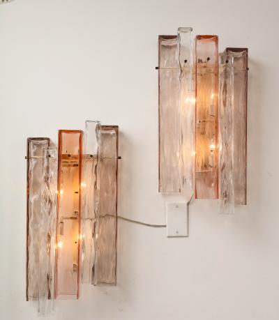 Ercole Barovier Pair of Modernist Rectangular Glass Sconces by Ercole Barovier 1960 Italy
