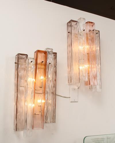 Ercole Barovier Pair of Modernist Rectangular Glass Sconces by Ercole Barovier 1960 Italy