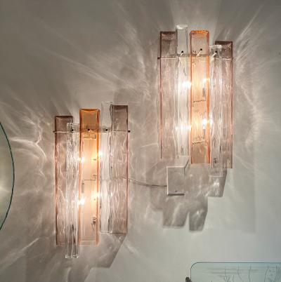 Ercole Barovier Pair of Modernist Rectangular Glass Sconces by Ercole Barovier 1960 Italy