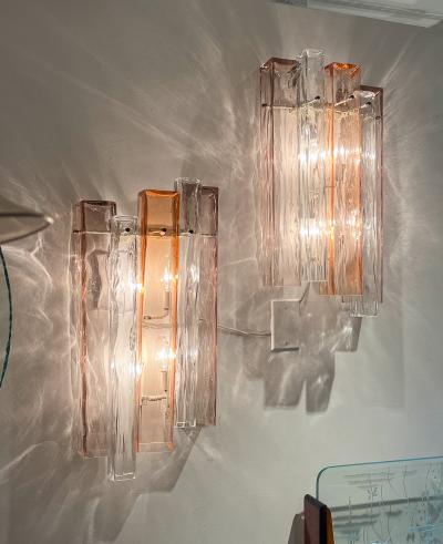 Ercole Barovier Pair of Modernist Rectangular Glass Sconces by Ercole Barovier 1960 Italy