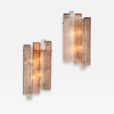 Ercole Barovier Pair of Modernist Rectangular Glass Sconces by Ercole Barovier 1960 Italy