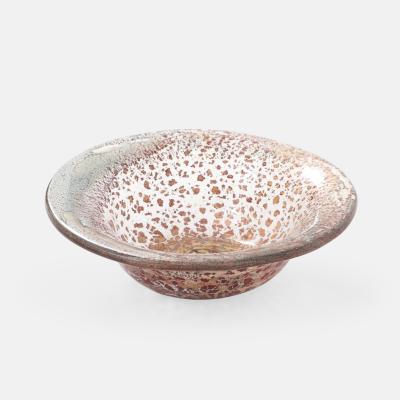 Ercole Barovier Porpora Large Glass Bowl with Gold Inclusions by Ercole Barovier
