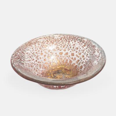 Ercole Barovier Porpora Large Glass Bowl with Gold Inclusions by Ercole Barovier