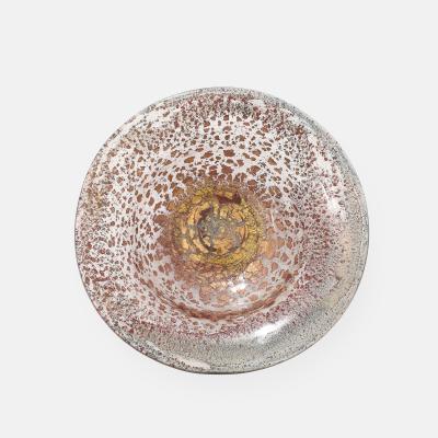 Ercole Barovier Porpora Large Glass Bowl with Gold Inclusions by Ercole Barovier