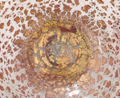 Ercole Barovier Porpora Large Glass Bowl with Gold Inclusions by Ercole Barovier