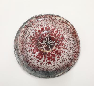 Ercole Barovier Porpora Large Glass Bowl with Gold Inclusions by Ercole Barovier