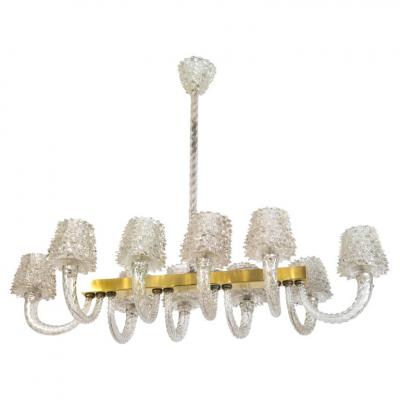 Ercole Barovier Spectacular Art Deco Murano Glass Chandelier by Ercole Barovier 1940