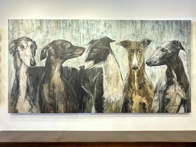 Eric Alfaro Galgos Greyhounds Impressive 10 Foot Long Painting by Eric Alfaro