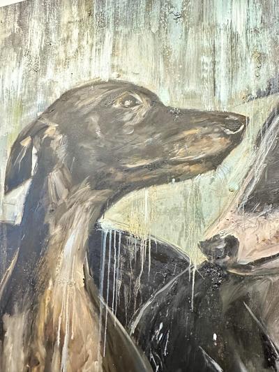 Eric Alfaro Galgos Greyhounds Impressive 10 Foot Long Painting by Eric Alfaro
