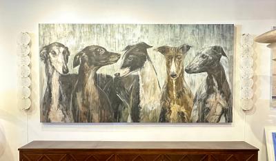 Eric Alfaro Galgos Greyhounds Impressive 10 Foot Long Painting by Eric Alfaro